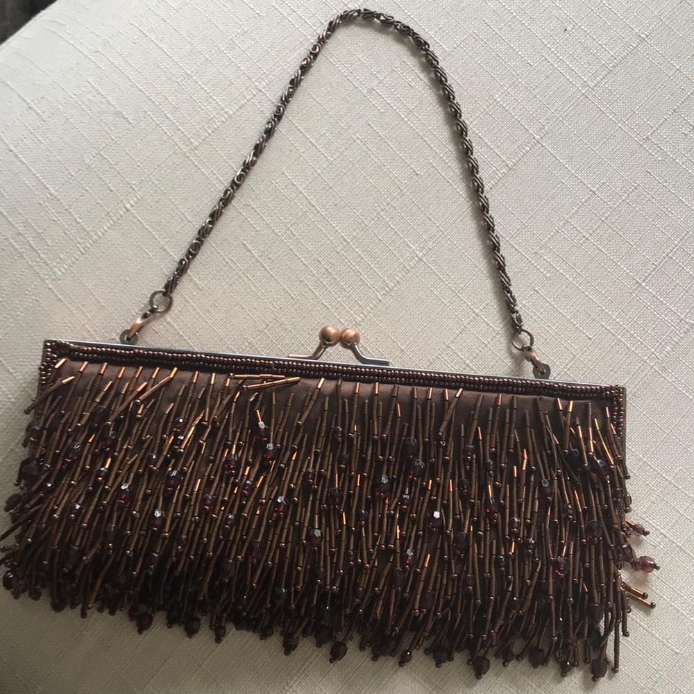 NEW Carlo Fellini Silk Beaded Evening Bag Purse